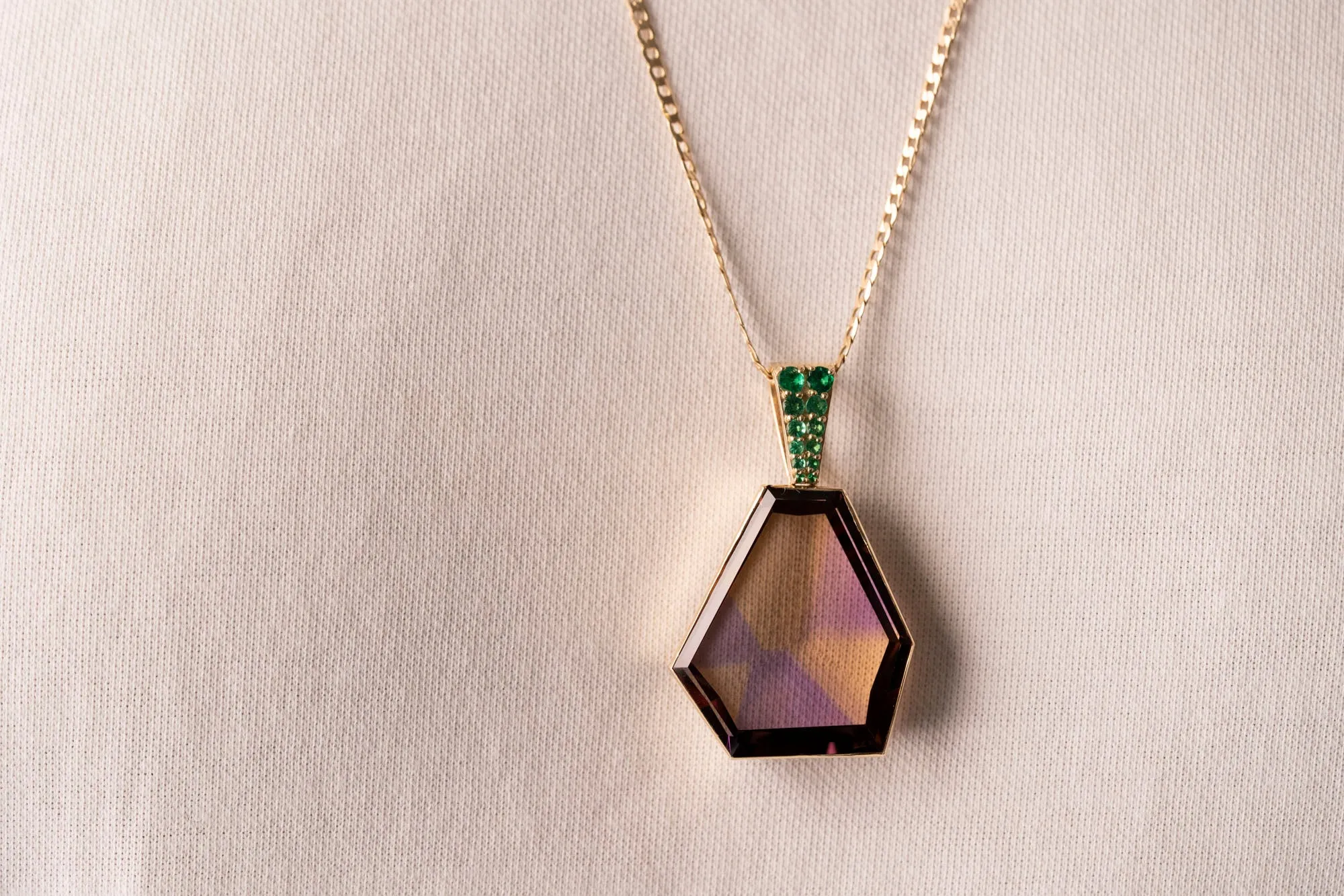 14k Ametrine Pendant with Emeralds | One-of-one sold by RG product image thumbnail 3
