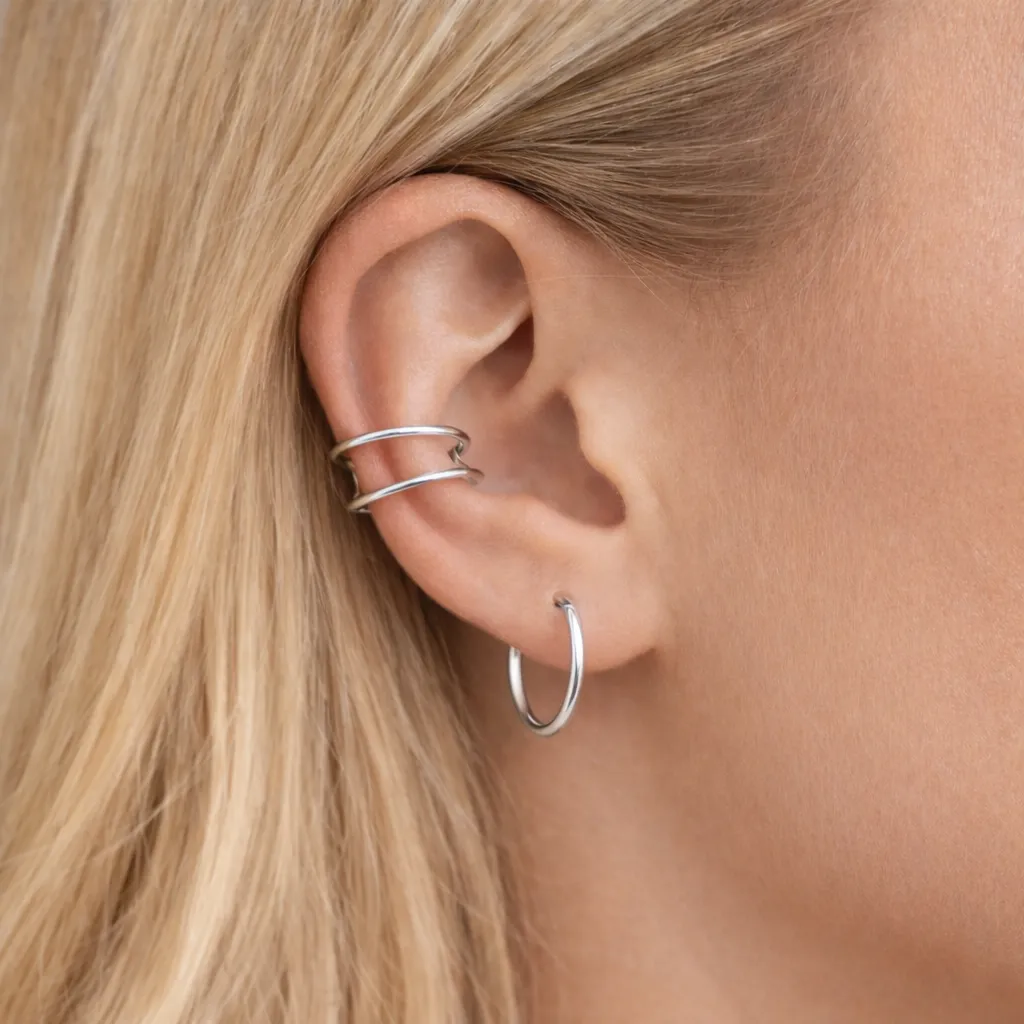 Silver Double Bar Ear Cuff sold by RG product image thumbnail 2