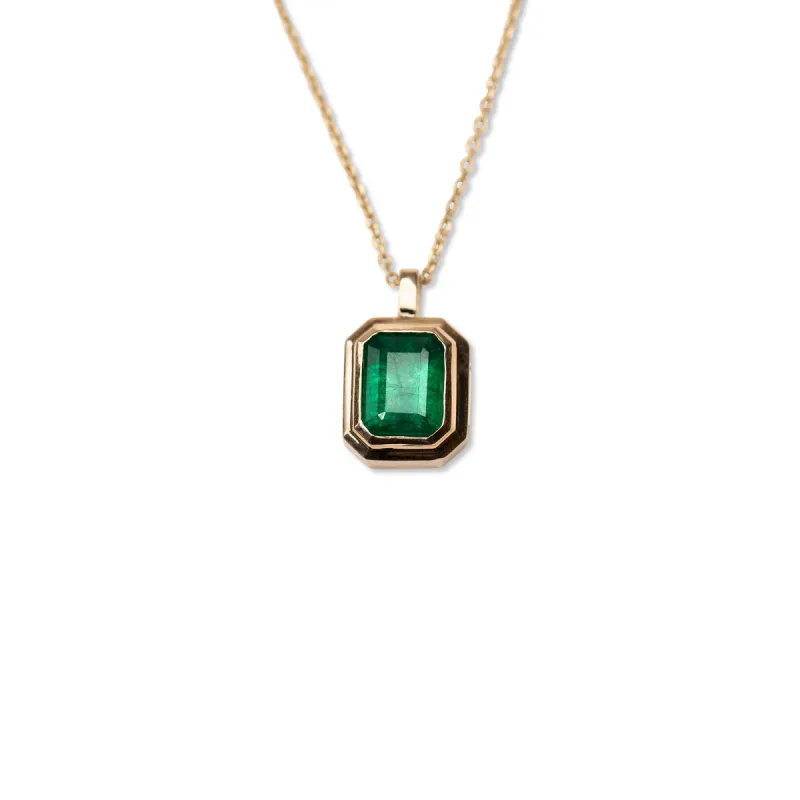 14k Emerald Tiered Bezel Necklace sold by RG