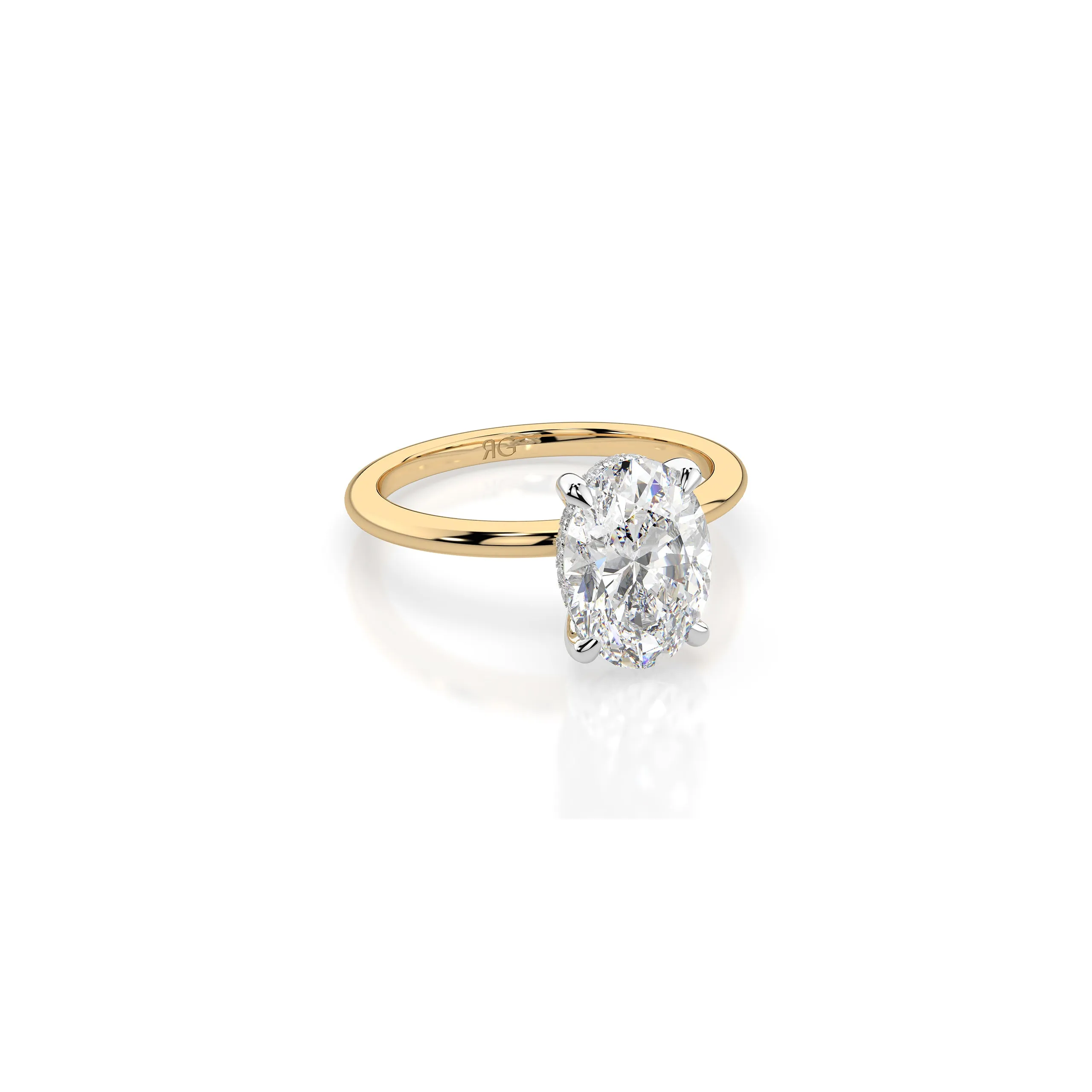 14k Oval Cut Solitaire Ring | Hidden Halo sold by RG product image thumbnail 3