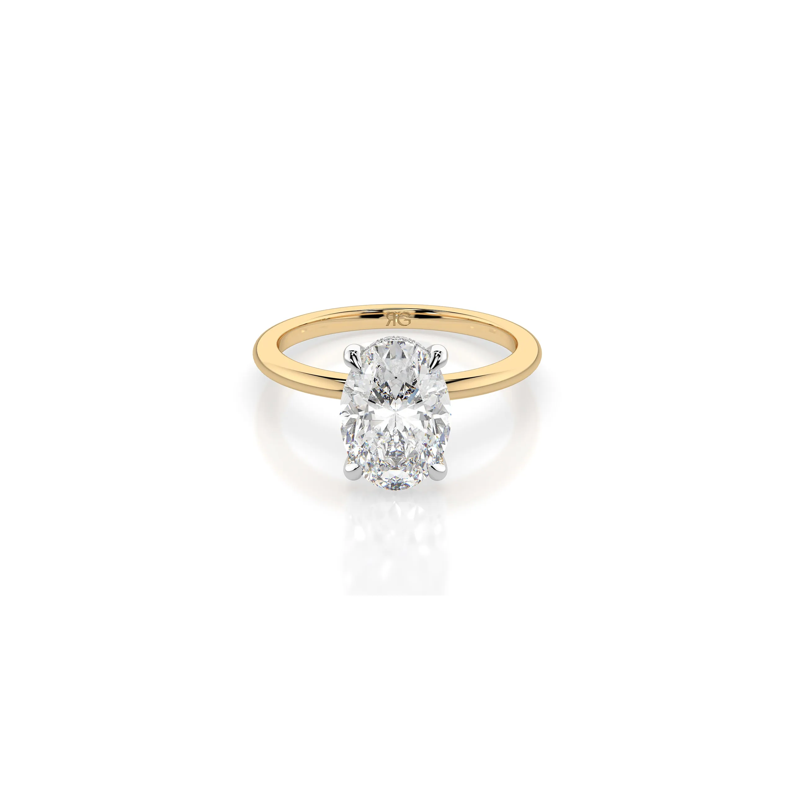 14k Oval Cut Solitaire Ring | Hidden Halo sold by RG product image thumbnail 5
