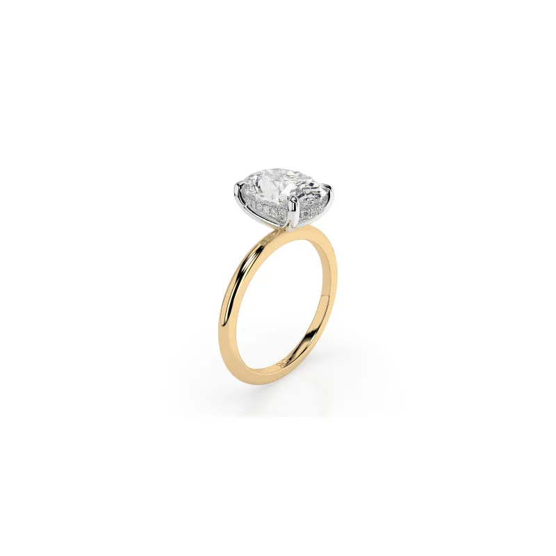 14k Oval Cut Solitaire Ring | Hidden Halo made by RG