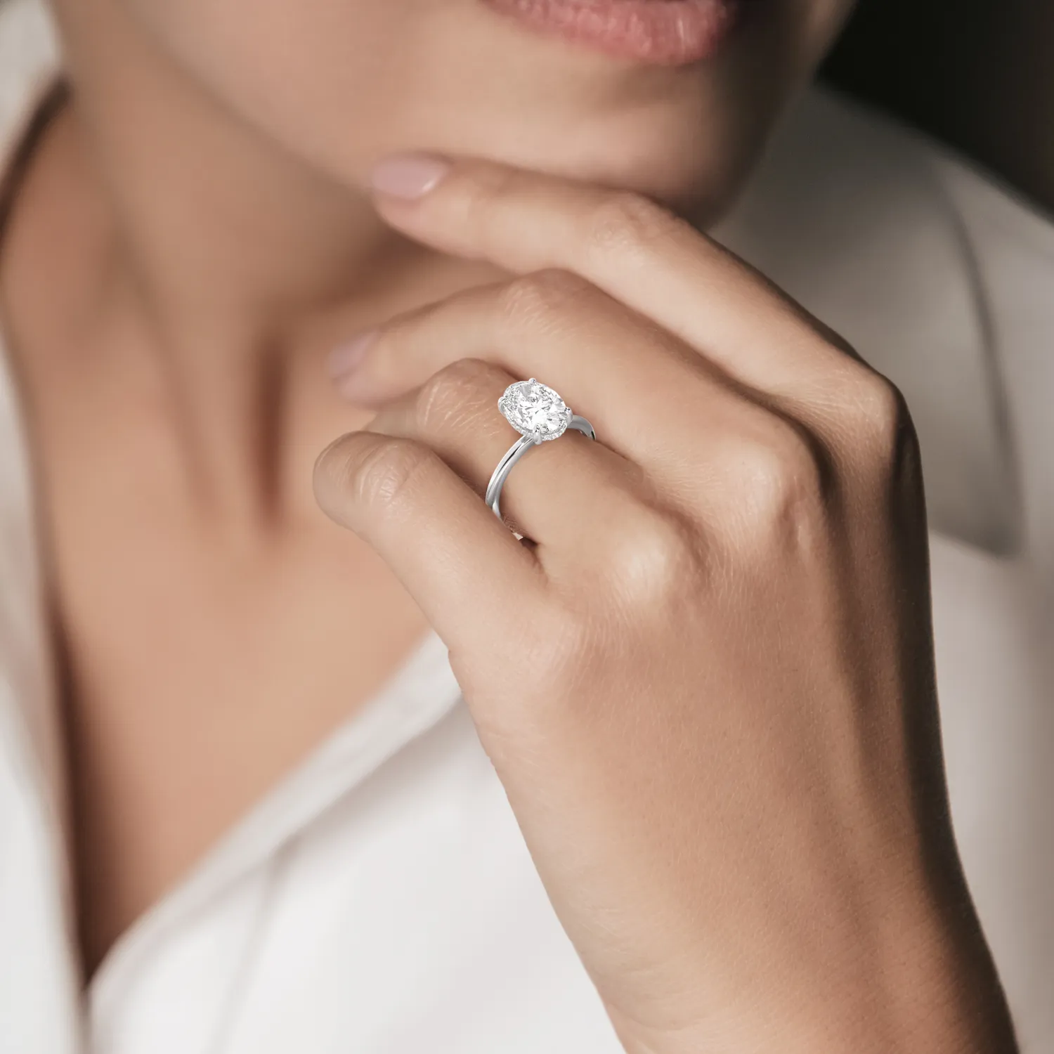 14k Oval Cut Solitaire Ring | Hidden Halo sold by RG product image thumbnail 2