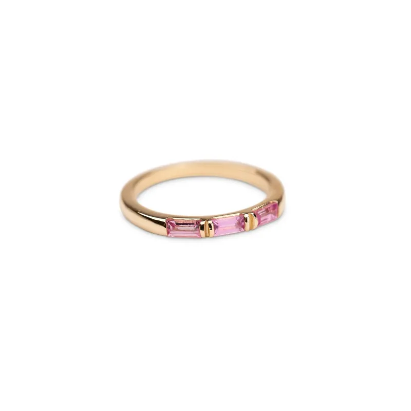 14k Triple Pink Sapphire Baguette Ring sold by RG