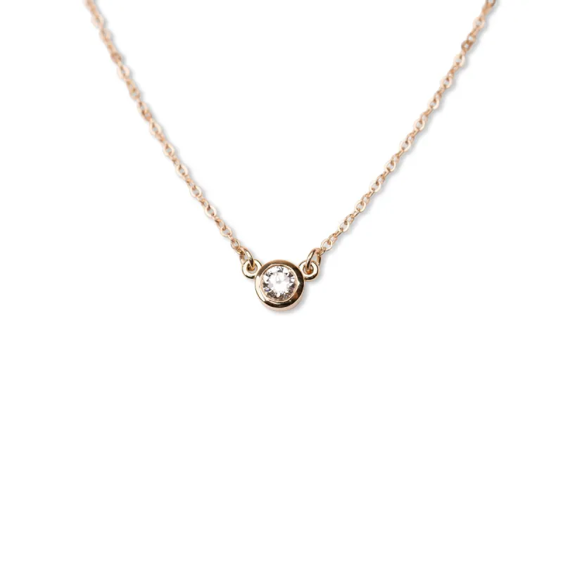 14k Diamond Bezel Necklace sold by RG