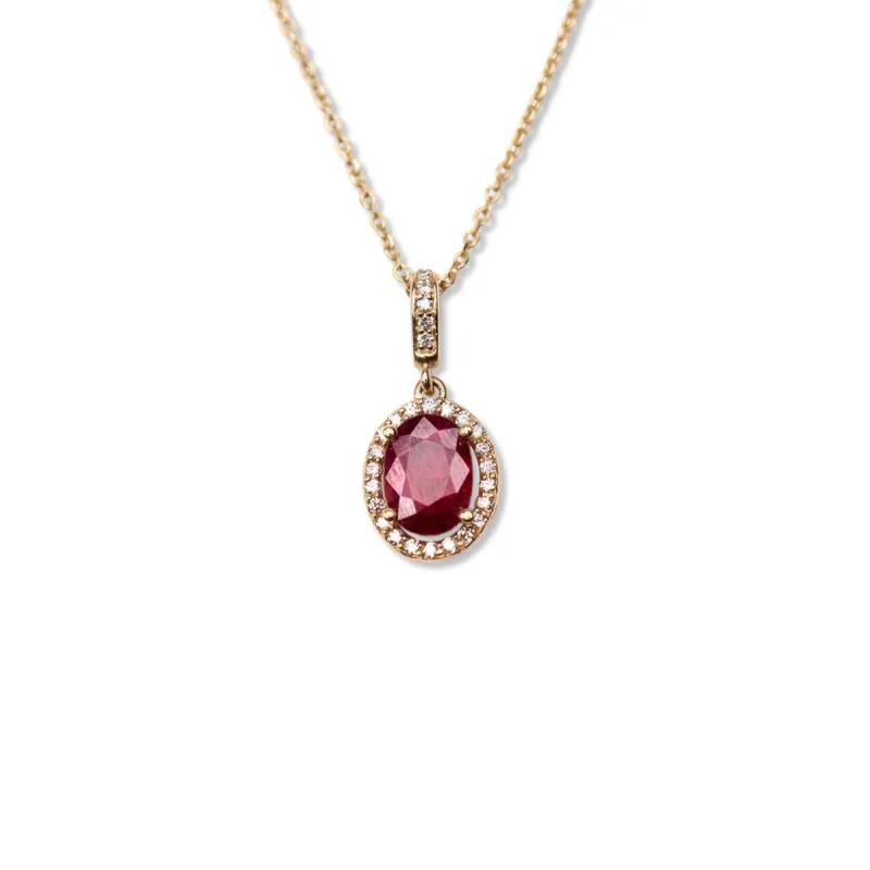 14k Oval Ruby Necklace made by RG