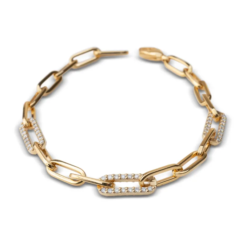 14k Diamond Link Paperclip Bracelet sold by RG