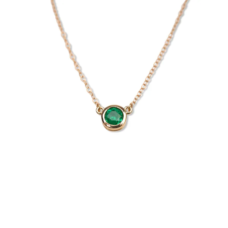 14k Emerald Bezel Necklace sold by RG