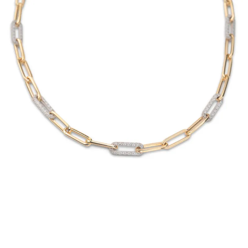 14k Paperclip Diamond Link Necklace sold by RG