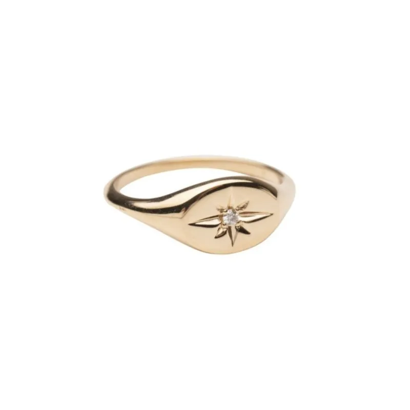 14k Gold Starburst Signet Ring sold by RG