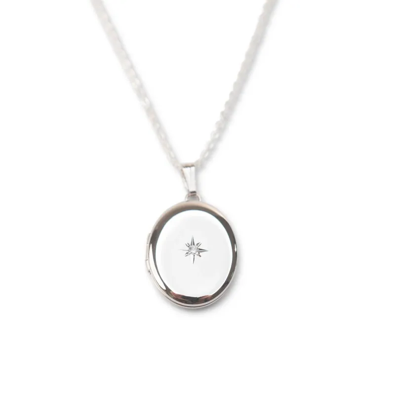 Silver Diamond Oval Locket sold by RG
