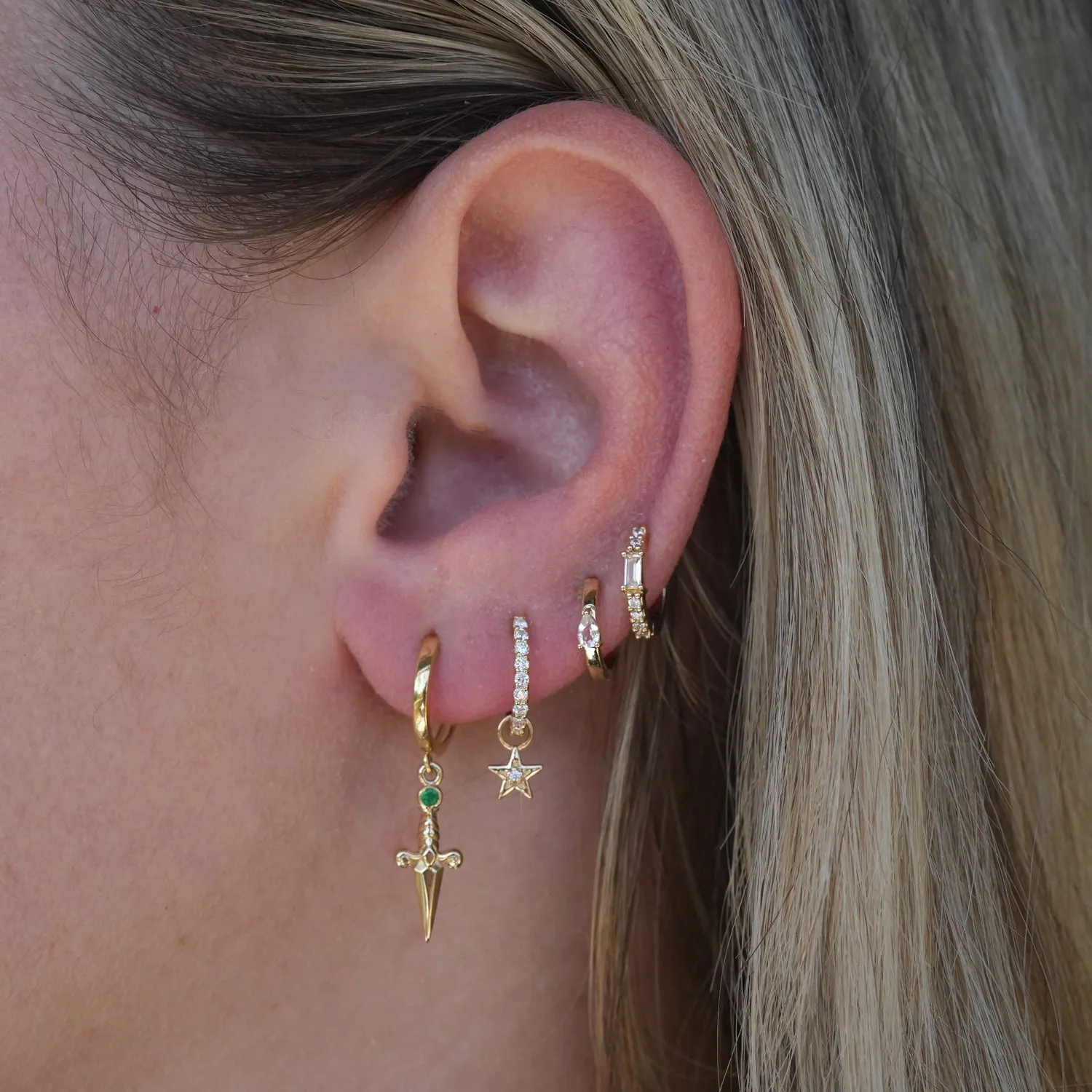 14k Baguette Diamond Huggies sold by RG product image thumbnail 4