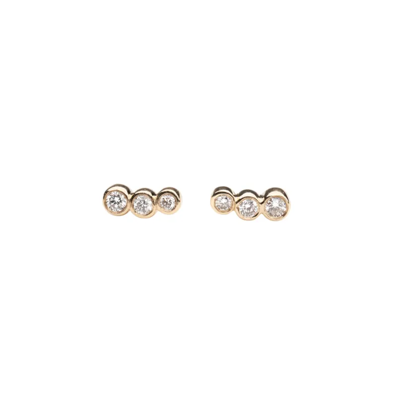 14k Triple Diamond Studs sold by RG