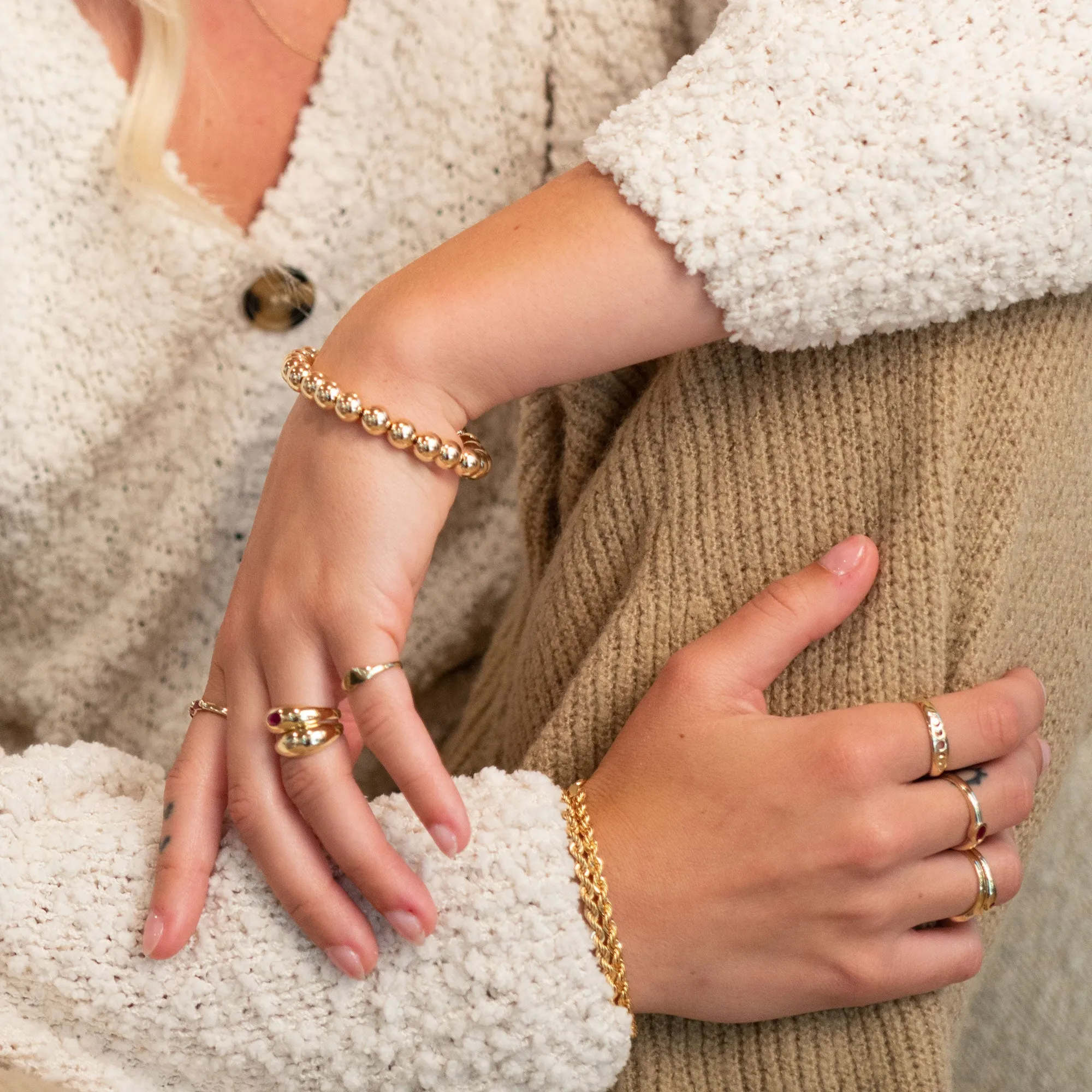 8mm Gold Beaded Bracelet sold by RG product image thumbnail 2