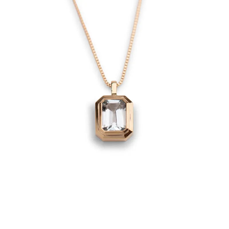 14k Emerald Cut Aquamarine Necklace sold by RG