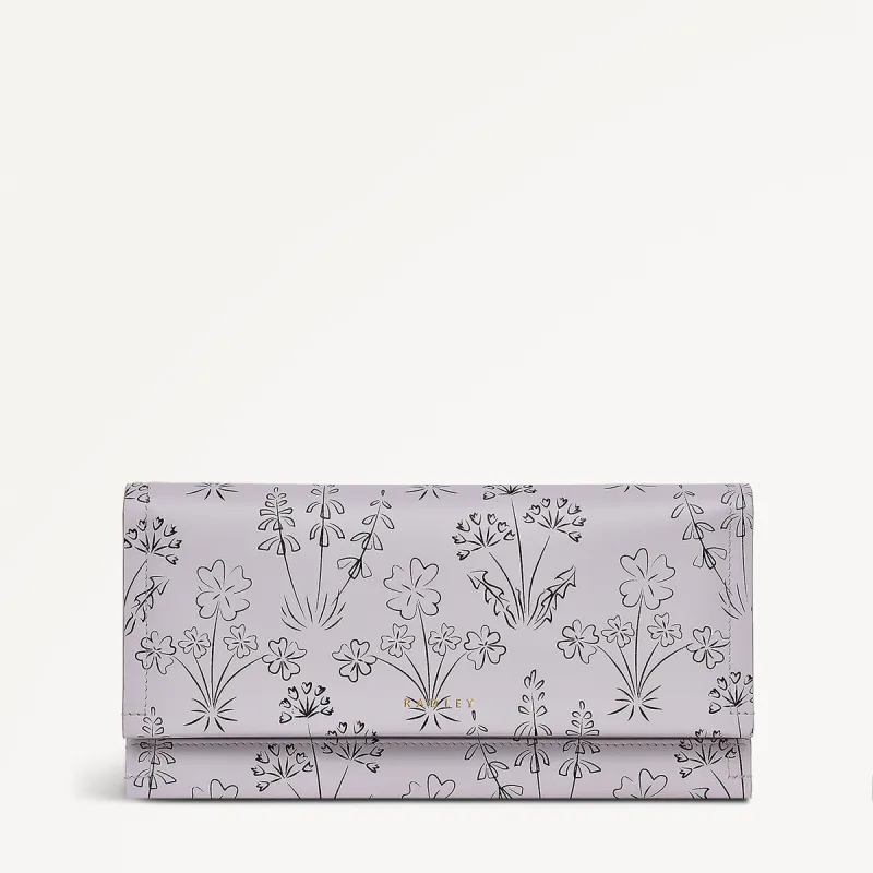 Wild Flowers Leather Large Flapover Wallet in Thistle - 110721 sold by Radley