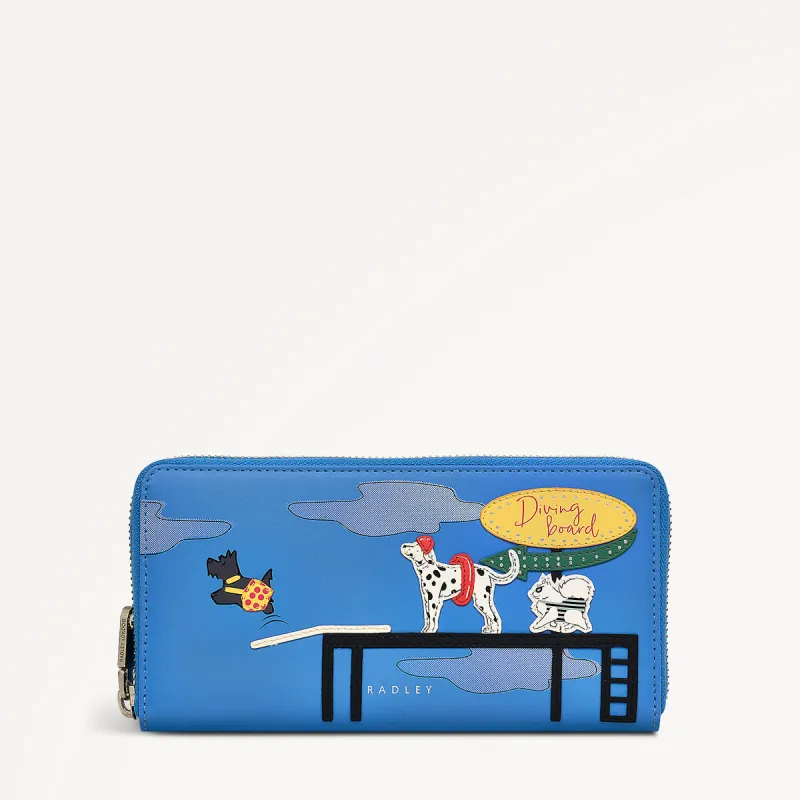 Diving Board Leather Large Zip Around Wallet in Tranquil Blue - 111355 sold by Radley