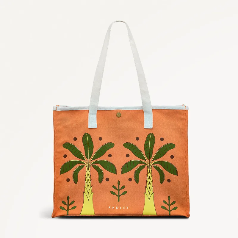 Paradise Palms Fabric Large Open Top Tote in Peach Cobbler - 111365 sold by Radley