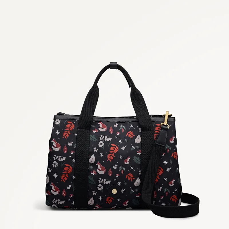 Holly Avenue Fox Fabric Medium Ziptop Grab Bag in Black - 112772 sold by Radley