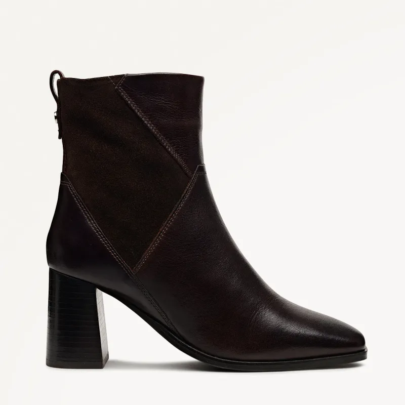 Patchwork Close Panel Patchwork Heeled Boot Chocolate - 112556 sold by Radley