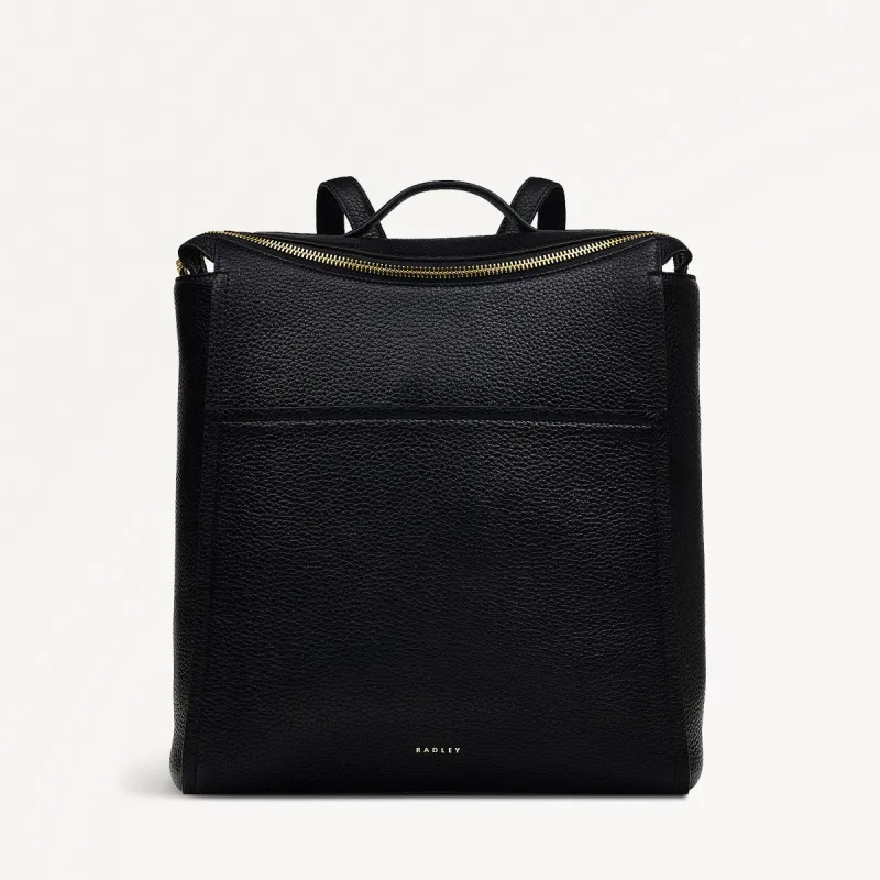 Oak Street Leather Medium Ziptop Backpack in Black - H2066001 sold by Radley