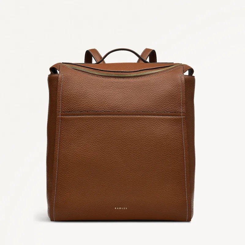 Oak Street Leather Medium Ziptop Backpack in Saddle - H2016211 sold by Radley
