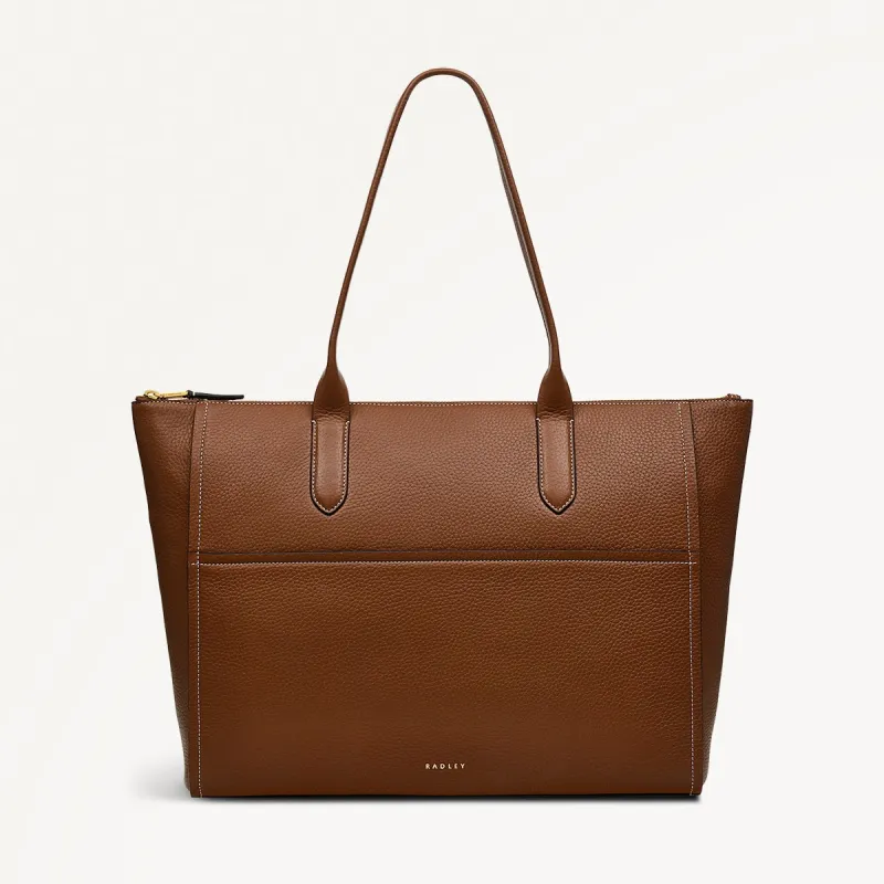 Oak Street Leather Medium Ziptop Tote Bag in Saddle - H2022211 sold by Radley