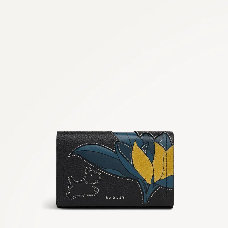 Nature Blooms Leather Medium Flapover Wallet in Black - 112850 sold by Radley
