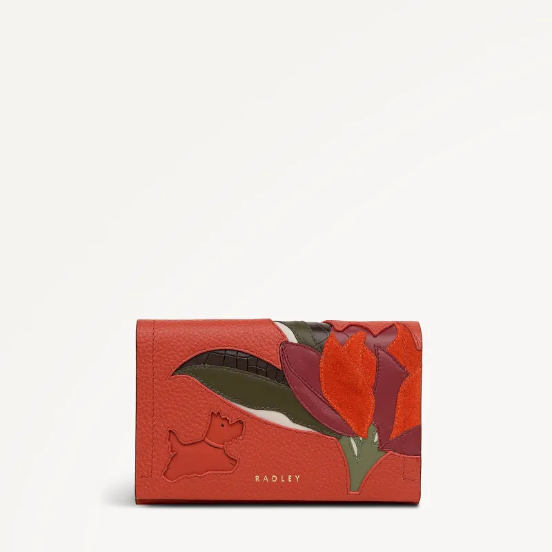 Nature Blooms Leather Medium Flapover Wallet in Flame - 112849 sold by Radley