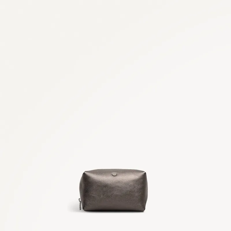 Eltham Mews Leather Medium Ziptop Pouch in Gun Metal - 112700 sold by Radley