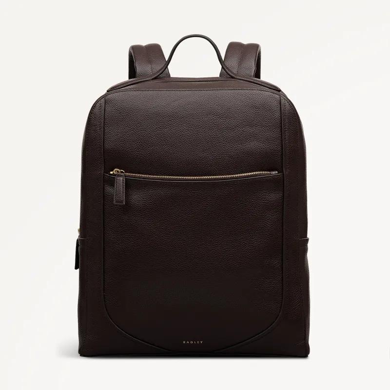 Wood Park Leather Medium Ziptop Backpack in Dark Oak - 112632 sold by Radley