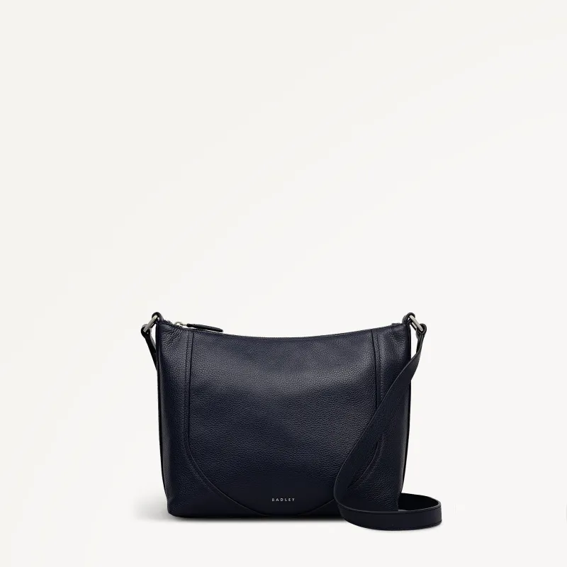 Wood Park Leather Medium Ziptop Cross Body Bag in Ink - 112623 sold by Radley