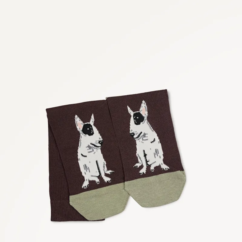 Radley & Friends Fabric 1 Pk Sock in Dark Cocoa - 112480 sold by Radley
