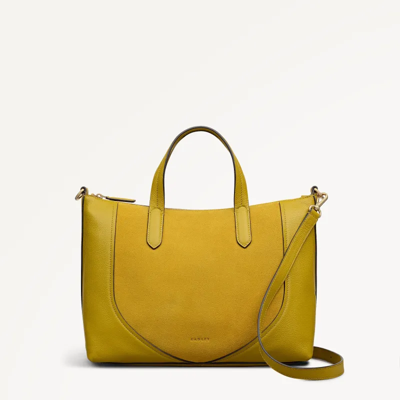 Wood Park Leather Medium Ziptop Grab Bag in Ochre - 112635 sold by Radley