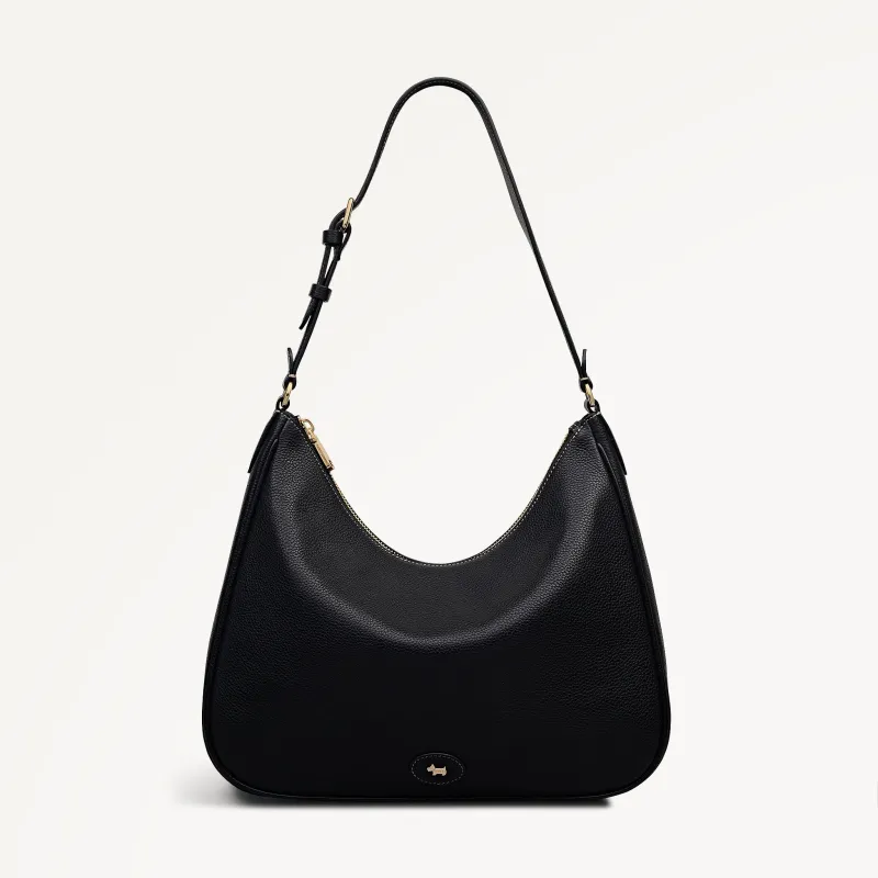 Heath Crescent Leather Large Ziptop Shoulder Bag in Black - 112609 sold by Radley