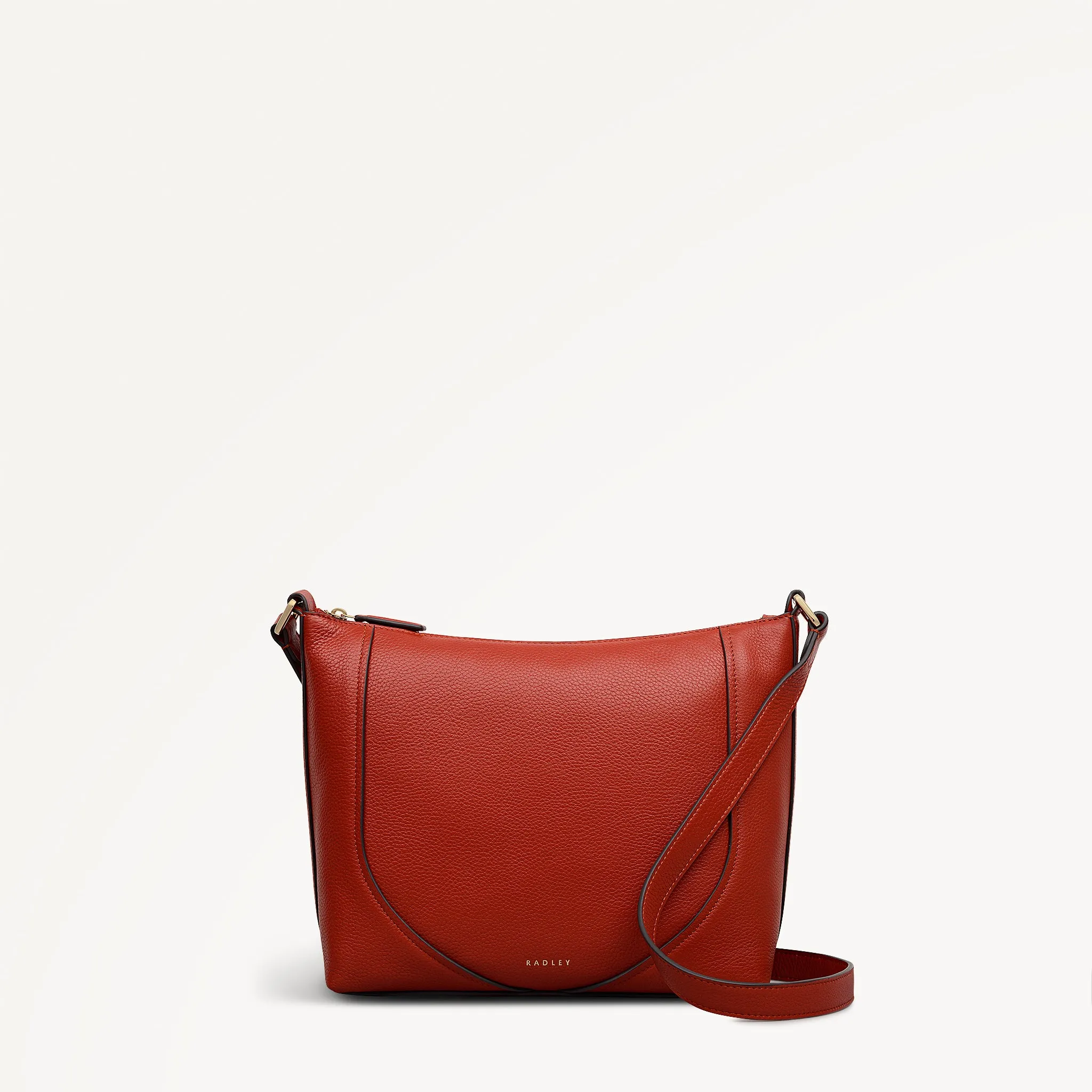 Wood Park Leather Medium Ziptop Cross Body Bag in Flame - 112624 sold by Radley