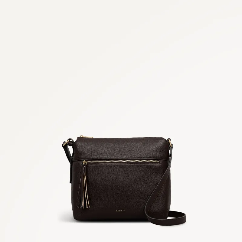 Fountain Mews Leather Small Ziptop Cross Body Bag in Dark Oak - 112615 sold by Radley