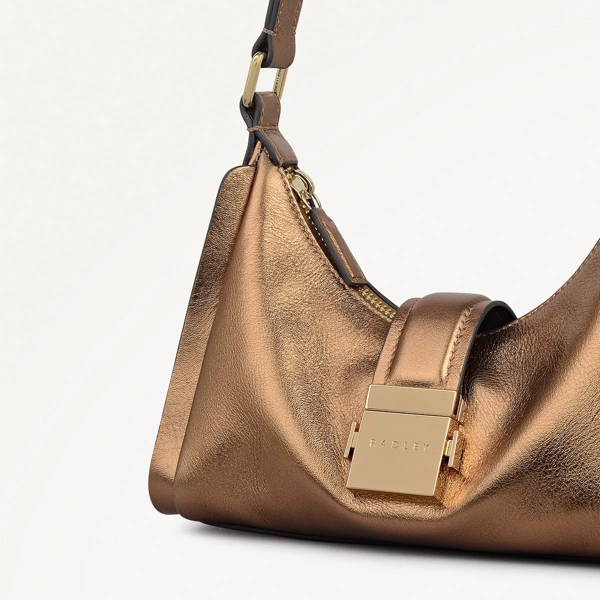 Sloane Mews Leather Small Ziptop Shoulder Bag in Olive Gold - 112350 sold by Radley product image thumbnail 4