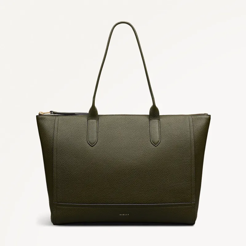 Oak Street Leather Medium Ziptop Tote Bag in Pine Needle - 112244 sold by Radley