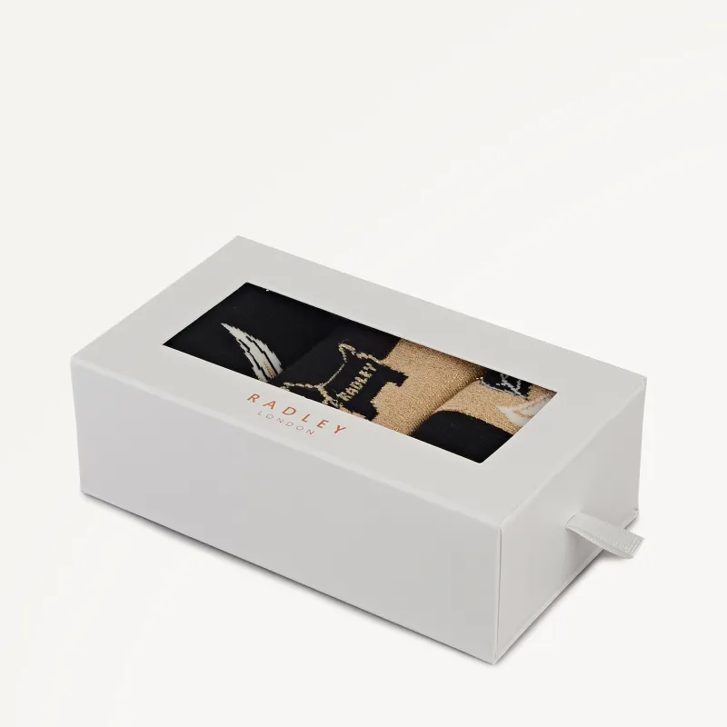 Winter Floral Fabric Sock Set in Gold - 112475 sold by Radley