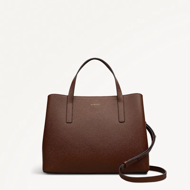 Dukes Place Leather Medium Ziptop Grab Bag in Chocolate - 112132 sold by Radley