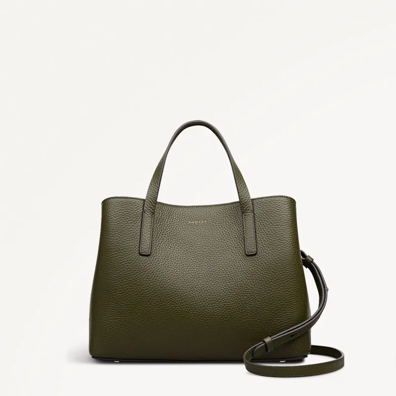 Dukes Place Leather Medium Ziptop Grab Bag in Pine Needle - 112231 sold by Radley