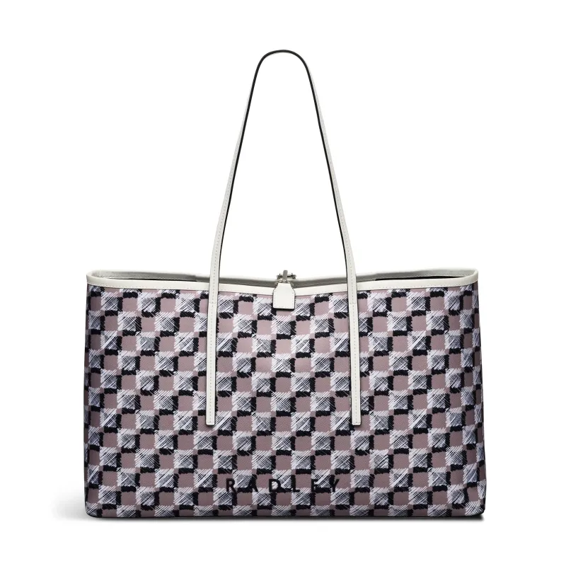 Addison Check Fabric Large Open Top Tote Bag in Latte - 111741 sold by Radley