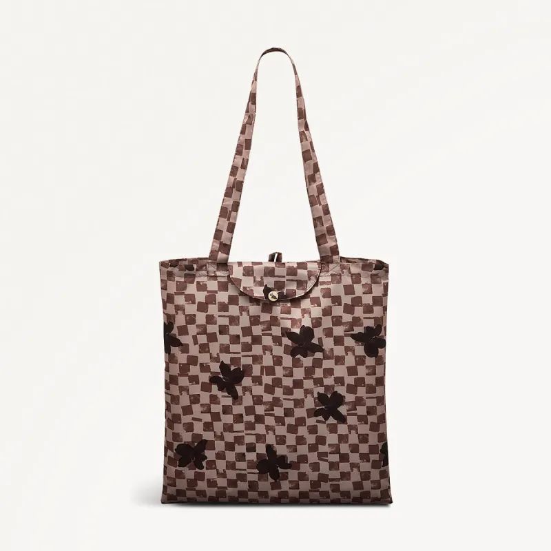 Check Fabric Responsible Foldaway in Stone - 111367 sold by Radley