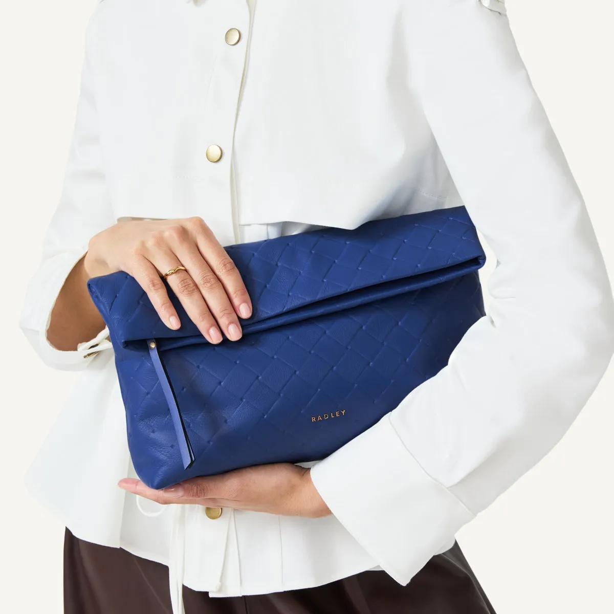 Weaver Lane Leather Medium Flapover Clutch Bag in Yves Blue - 110663 sold by Radley product image thumbnail 5