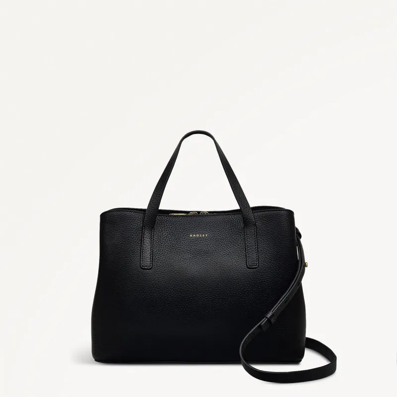 Dukes Place Leather Medium Ziptop Grab Bag in Black - 110419 sold by Radley