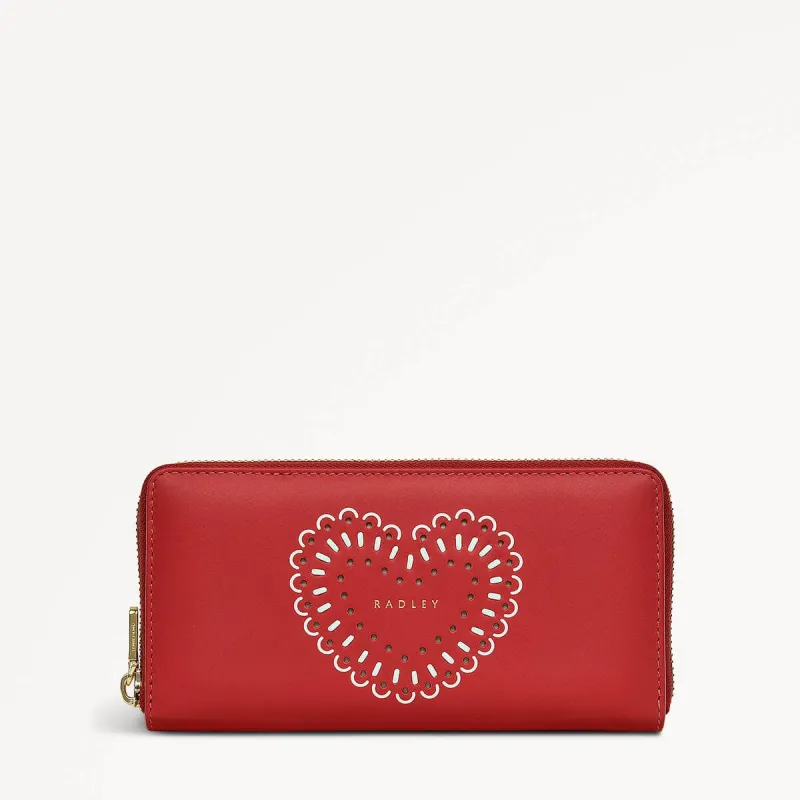 Valentines SS25 Leather Zip Around Wallet in Crimson - 110280 sold by Radley