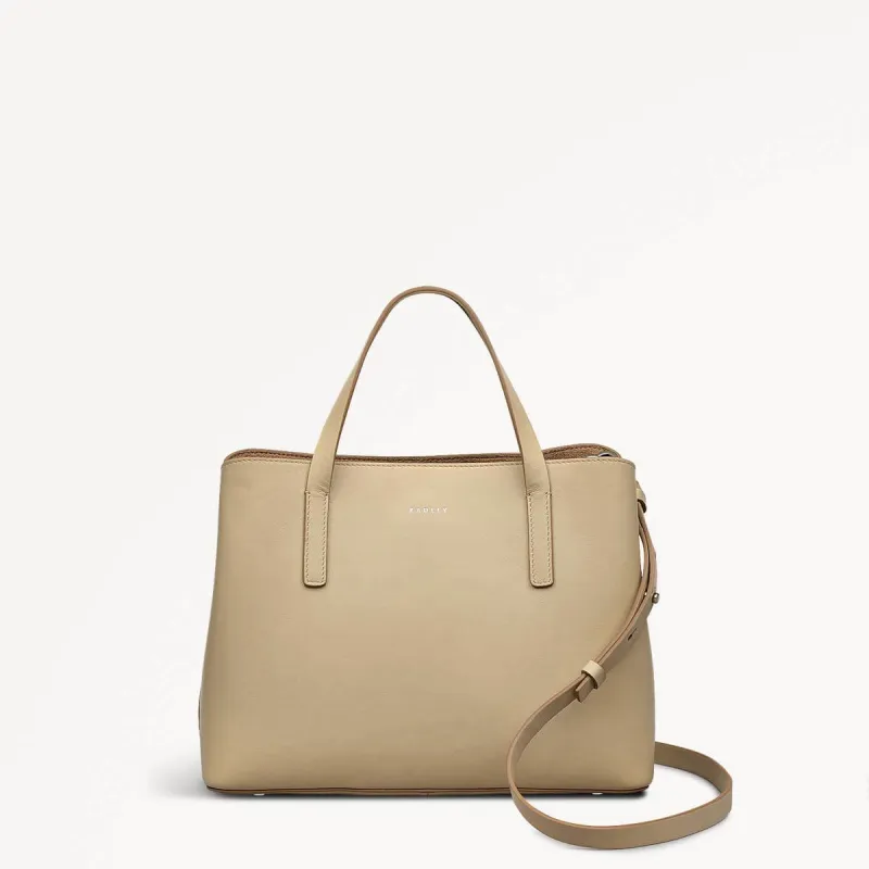 Dukes Place Leather Medium Ziptop Grab Bag in Stone - 110671 sold by Radley