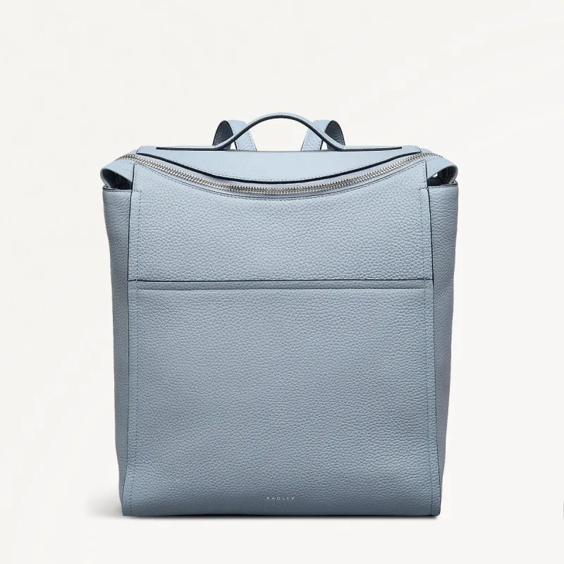 Oak Street Leather Medium Ziptop Backpack in Smoke Blue - 110642 sold by Radley