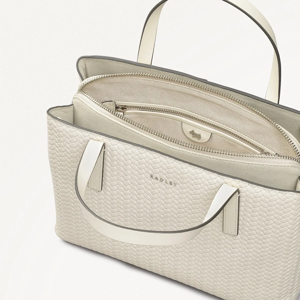 Dukes Place Leather Medium Ziptop Grab Bag in Chalk - 110675 sold by Radley product image thumbnail 3